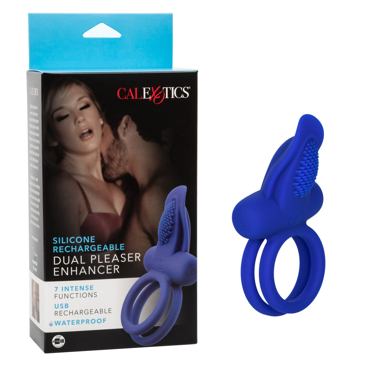 Couples Enhancers Silicone Rechargeable Dual Pleaser Enhancer - Blue