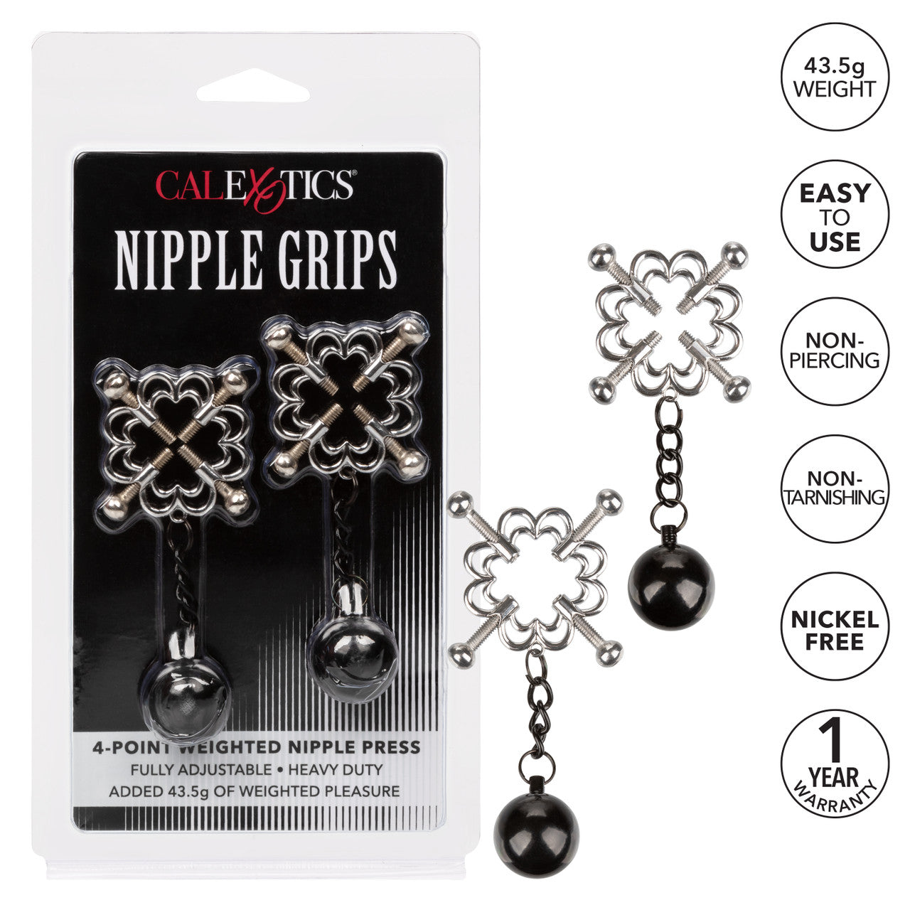 Nipple Grips 4-Point Weighted Nipple Press - Silver