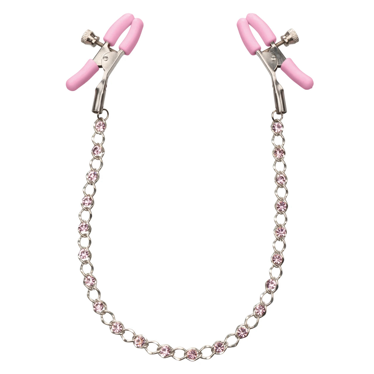 Nipple Play Crystal Chain Nipple Clamps - Pink