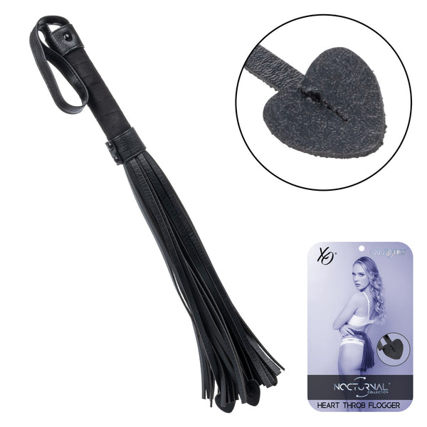 Nocturnal Collection Heart Throb Flogger - Black