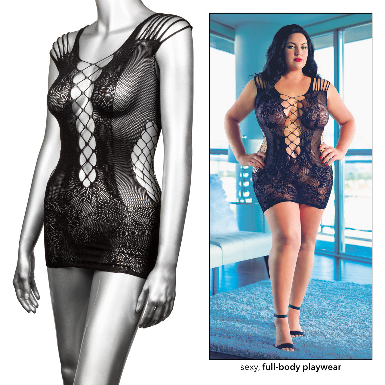 Scandal Peek-A-Boo Mini Dress - Black