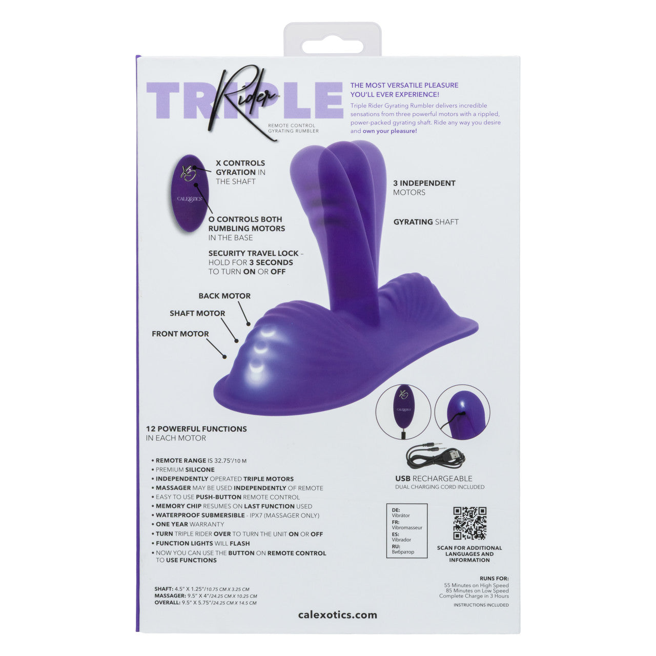 Triple Rider Rechargeable Silicone Remote Control Gyrating Rumbler