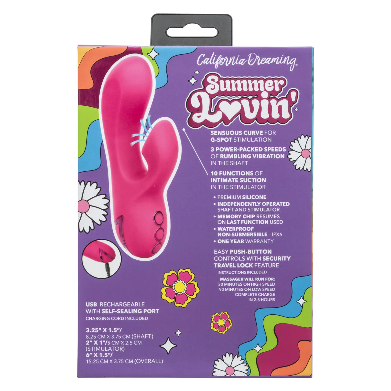 California Dreaming Summer Lovin' Venice Beach Babe Rechargeable Silicone Dual Stimulating Vibrator - Pink