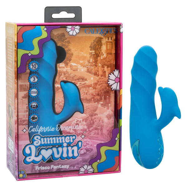 California Dreaming Summer Lovin' Frisco Fantasy Rechargeable Silicone Dual Stimulating Vibrator - Blue