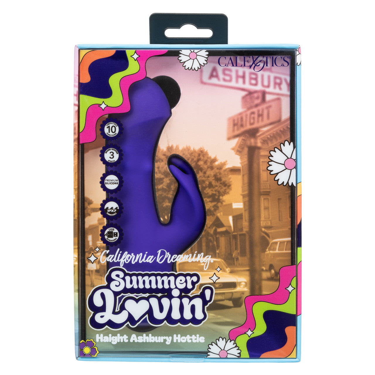 California Dreaming Summer Lovin' Haight Ashbury Hottie Rechargeable Silicone Dual Stimulating Vibrator - Purple