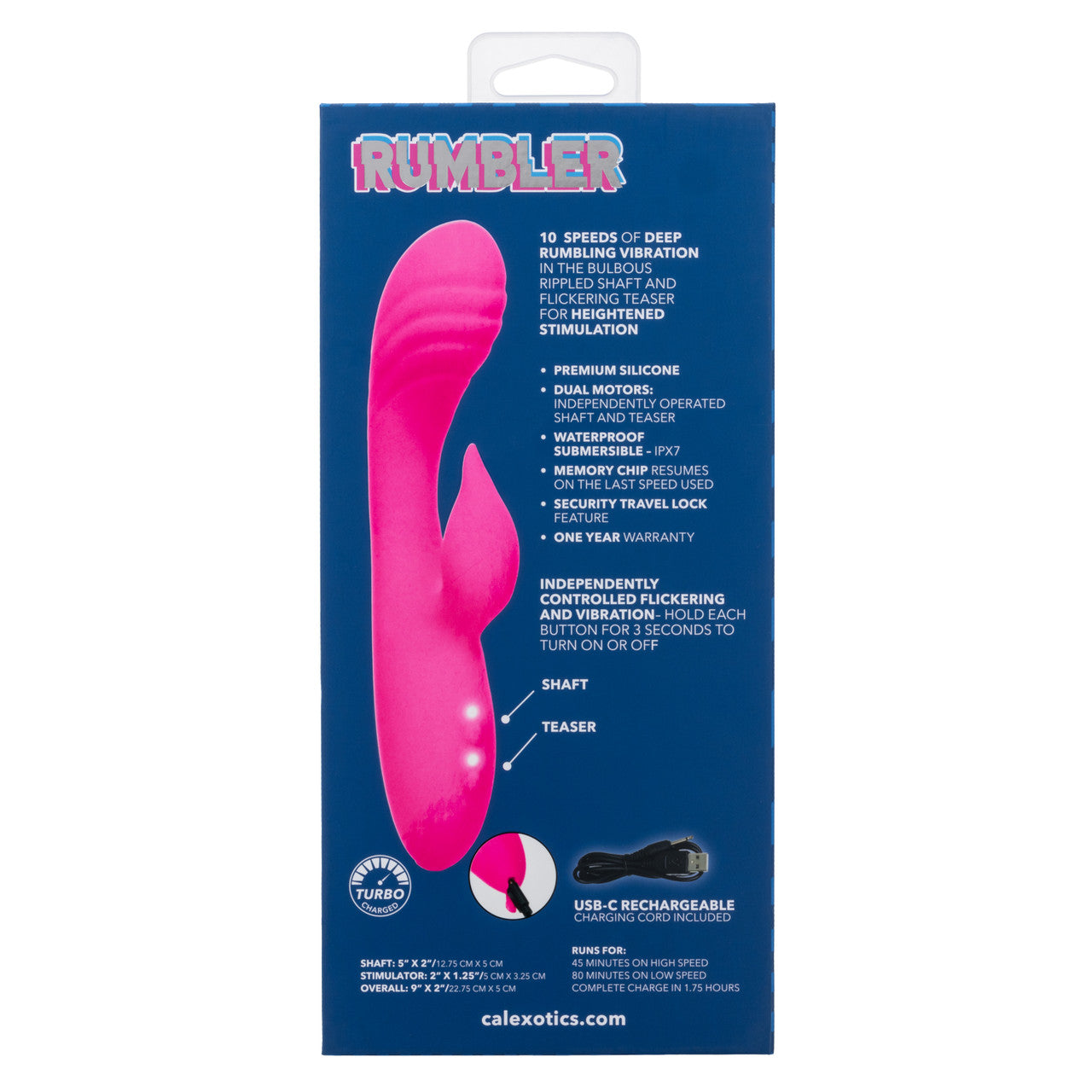 Rumbler Rumble Duo Rechargeable Silicone Rabbit Vibrator - Pink