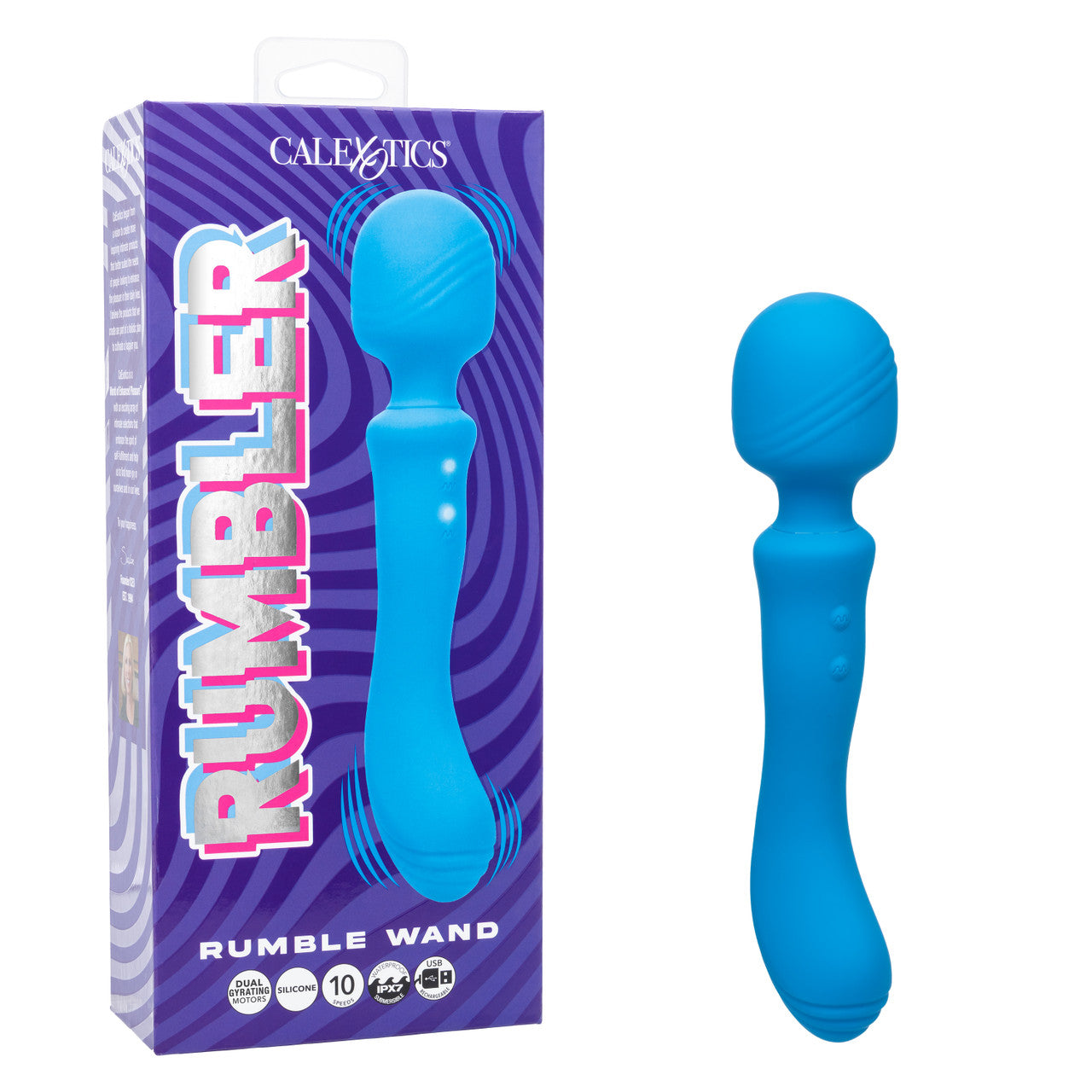 Rumbler Rumble Wand Rechargeable Silicone Vibrator - Blue
