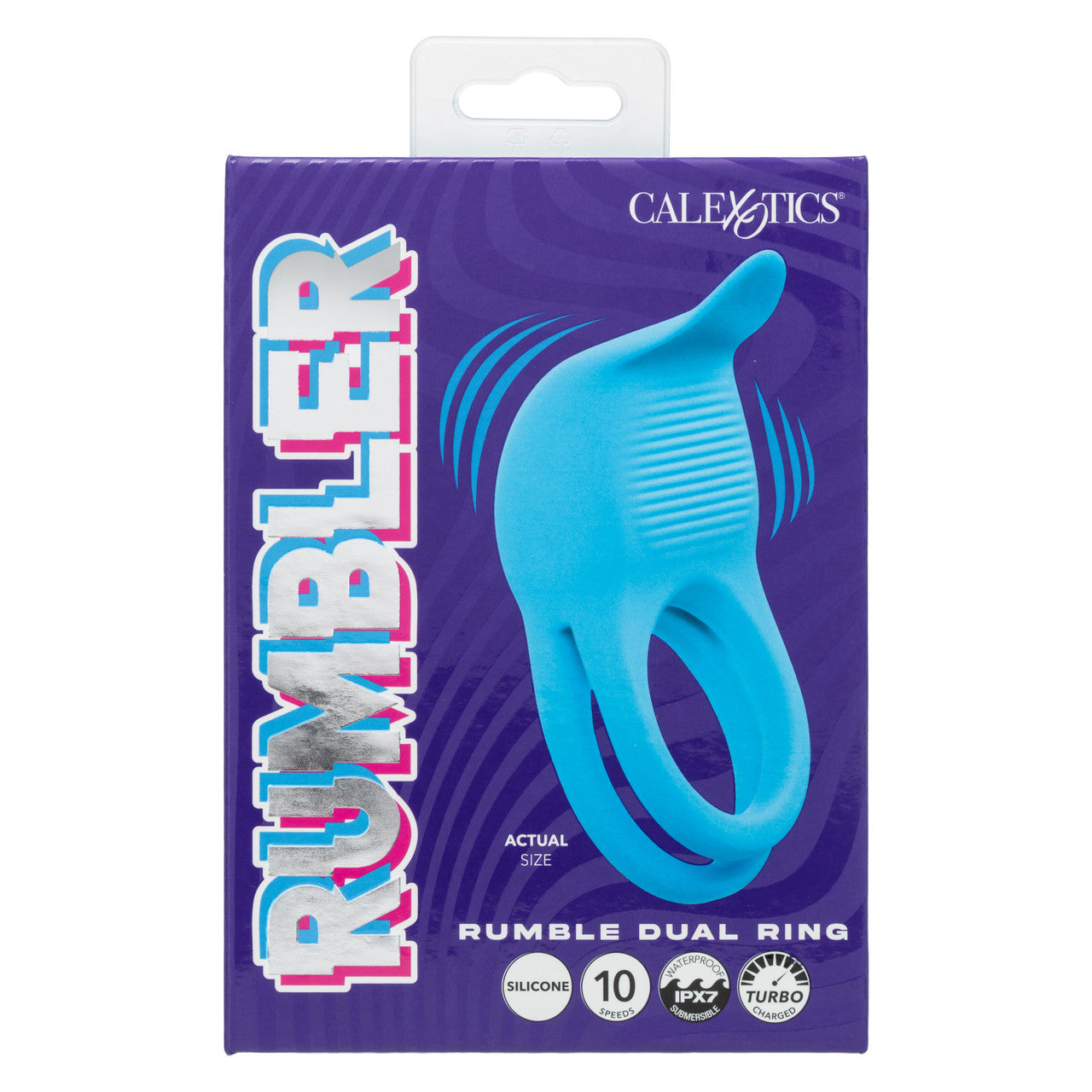 Rumbler Rumble Rechargeable Silicone Dual Cock Ring - Blue