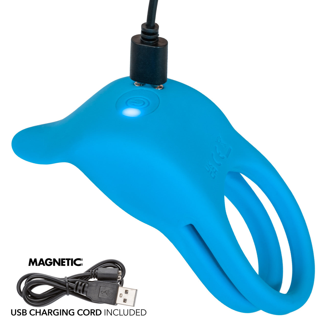 Rumbler Rumble Rechargeable Silicone Dual Cock Ring - Blue