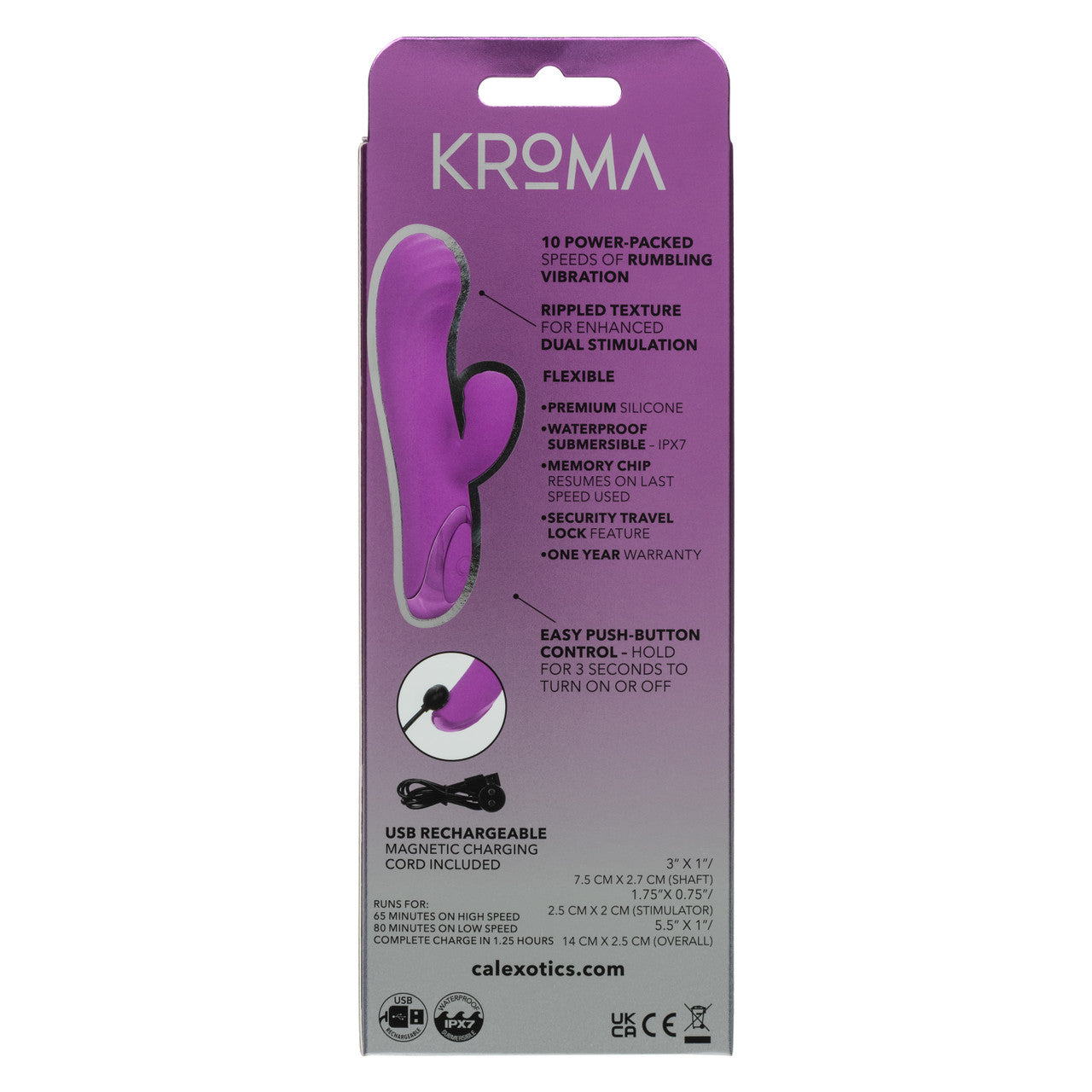 Kroma Turbo Passion Rechargeable Silicone Dual Stimulator - Purple