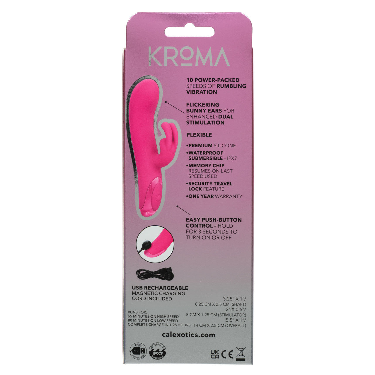 Kroma Turbo G Bunny Rechargeable Silicone Rabbit Vibrator - Pink