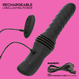Overdrive Rechargeable Silicone Sex Machine Waterproof Thruster with Remote Control - Black