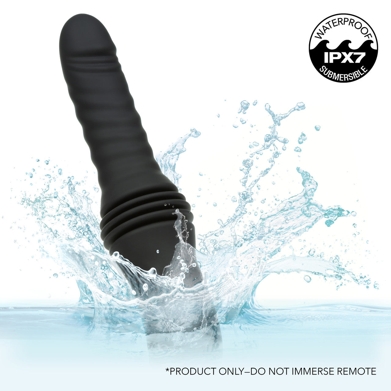 Overdrive Rechargeable Silicone Sex Machine Waterproof Thruster with Remote Control - Black