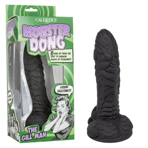 Monster Dong The Gill Man Silicone Dildo 7.25in - Black