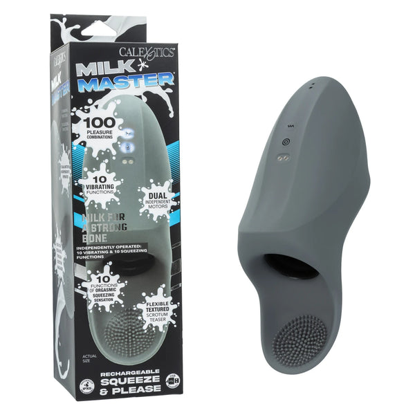 Milk Master Rechargeable Silicone Squeeze & Please Masturbator - Gray