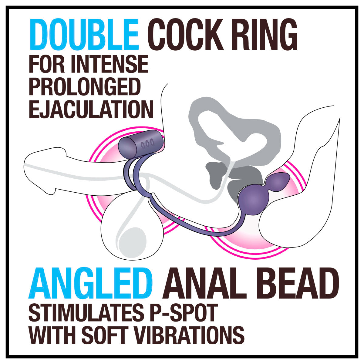 Anal Adventures Platinum - Silicone Anal Plug with Vibrating C-Ring - Black