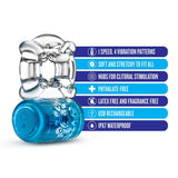 Play with Me Pleaser Rechargeable Cock Ring - Blue
