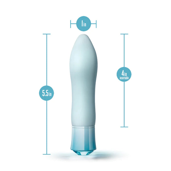 Oh My Gem Ardor 5 Inch Warming G-Spot Vibrator in Aquamarine - Made with Smooth Ultrasilk® Puria™ Silicone