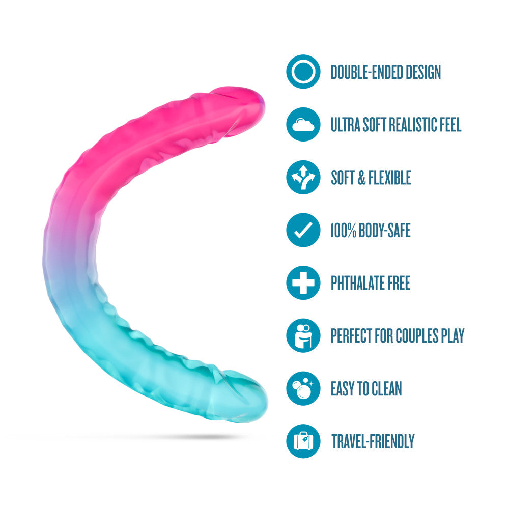 B Yours Candy Papi Double Dildo 17.75in - Multicolor