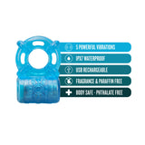 Stay Hard - Rechargeable 5 Function C-Ring - Blue