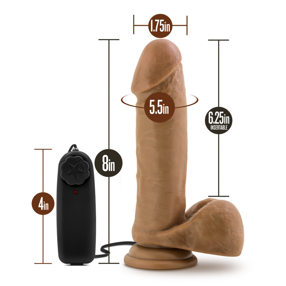 Loverboy - Soccer Champ 8 in - Vibrating Realistic Dildo - Mocha