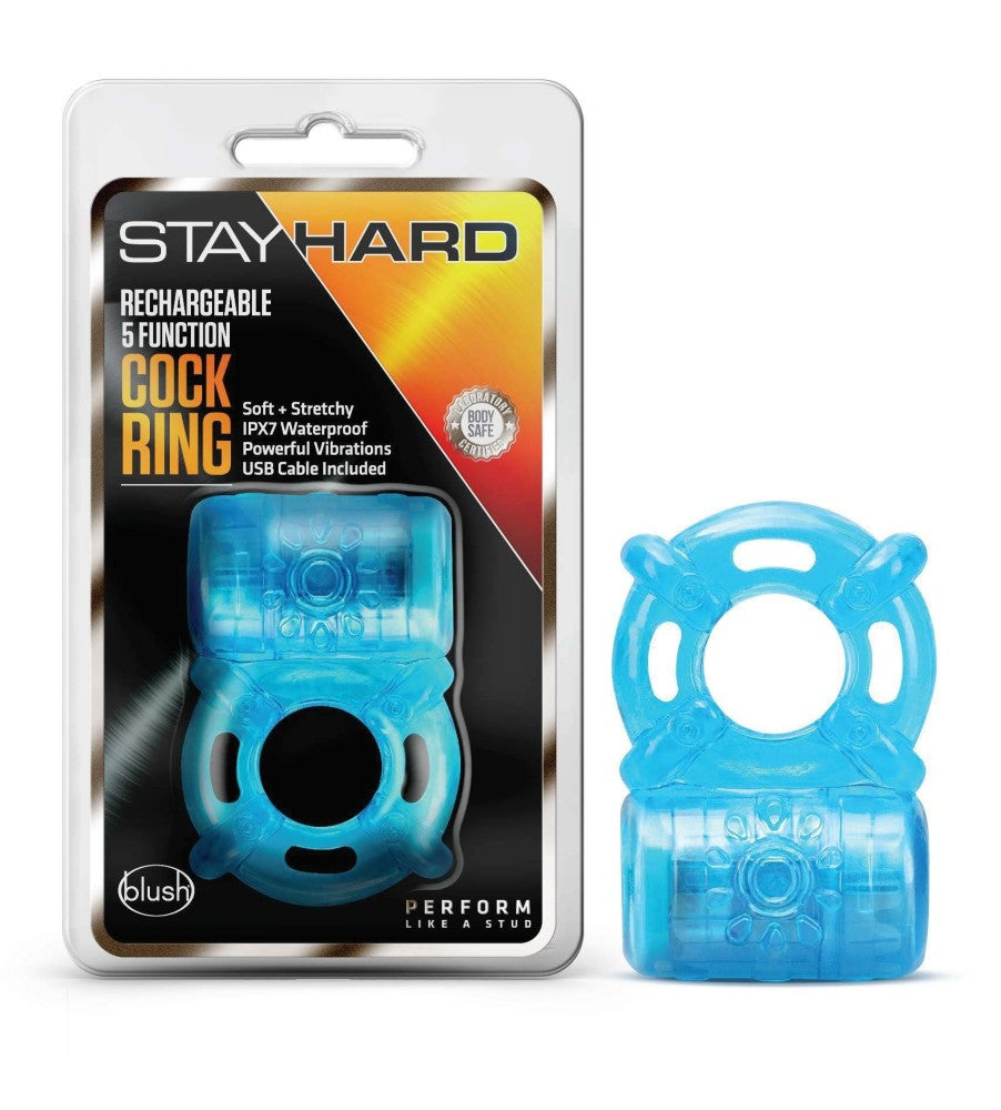 Stay Hard - Rechargeable 5 Function C-Ring - Blue