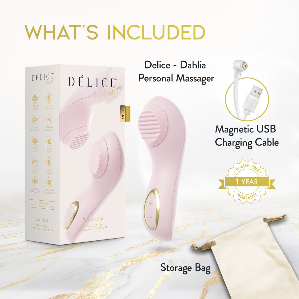 Delice Dahlia Rechargeable Silicone Stimulating Personal Massager - Pink