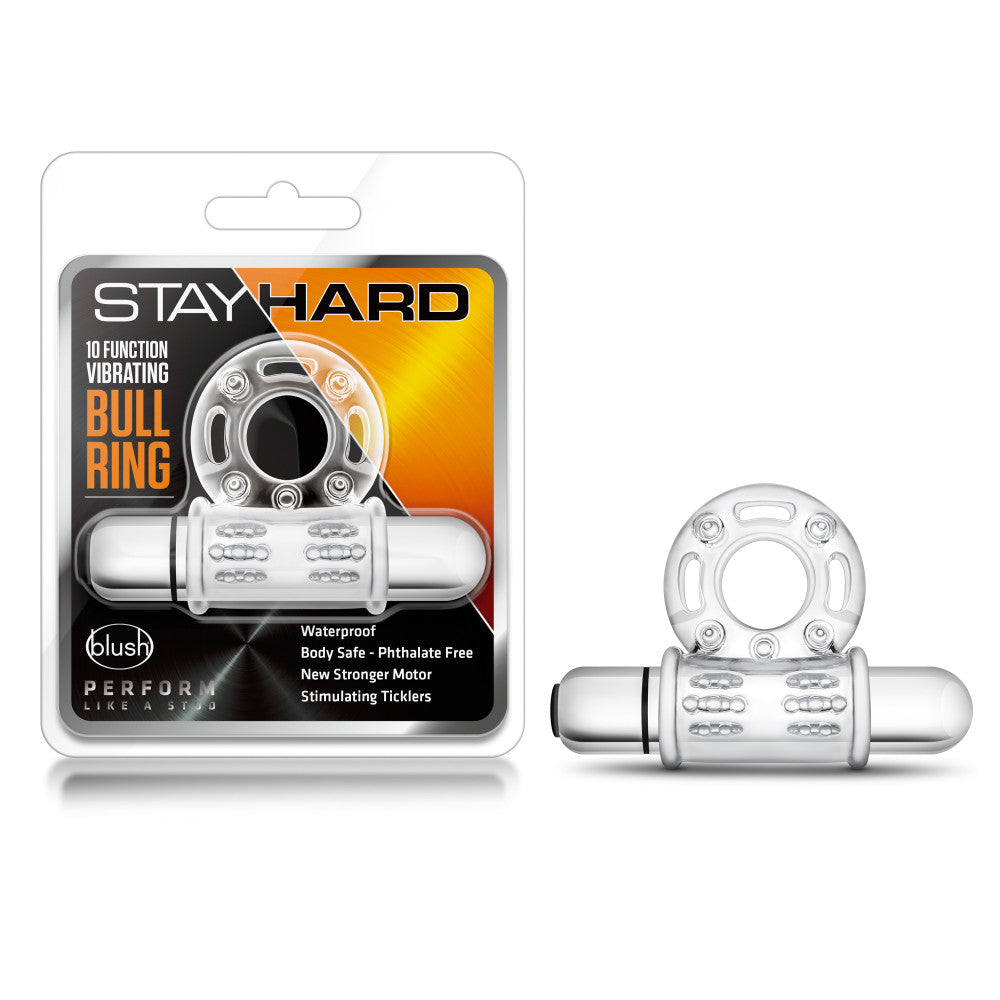 Stay Hard - 10 Function Vibrating Mega Bull Ring - Clear