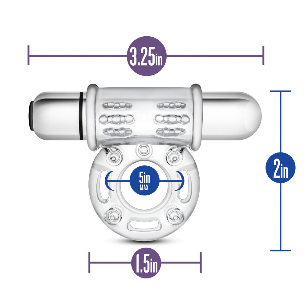 Stay Hard - 10 Function Vibrating Mega Bull Ring - Clear