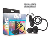 Anal Adventures Platinum - Silicone Anal Plug with Vibrating C-Ring - Black