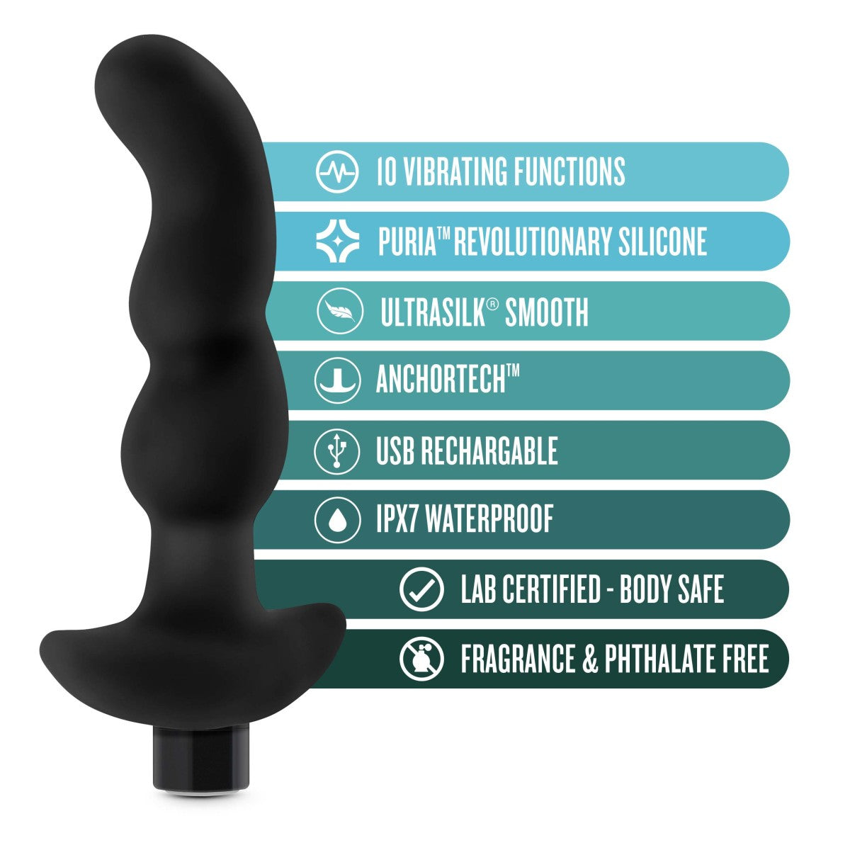 Anal Adventures Platinum - Silicone Vibrating Prostate Massager 03 - Black