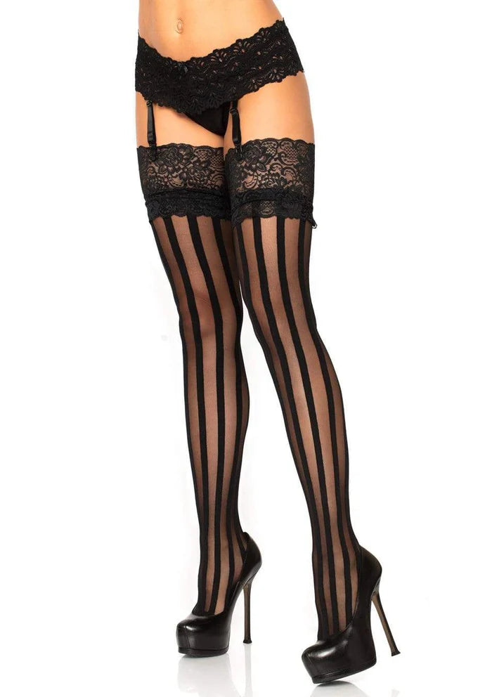 Blaire Stripe Thigh High Stockings
