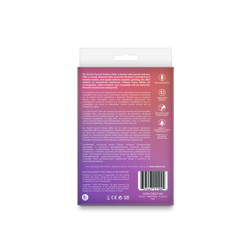 Colours Curve Silicone Vibrating Dildo with Remote Control 5in