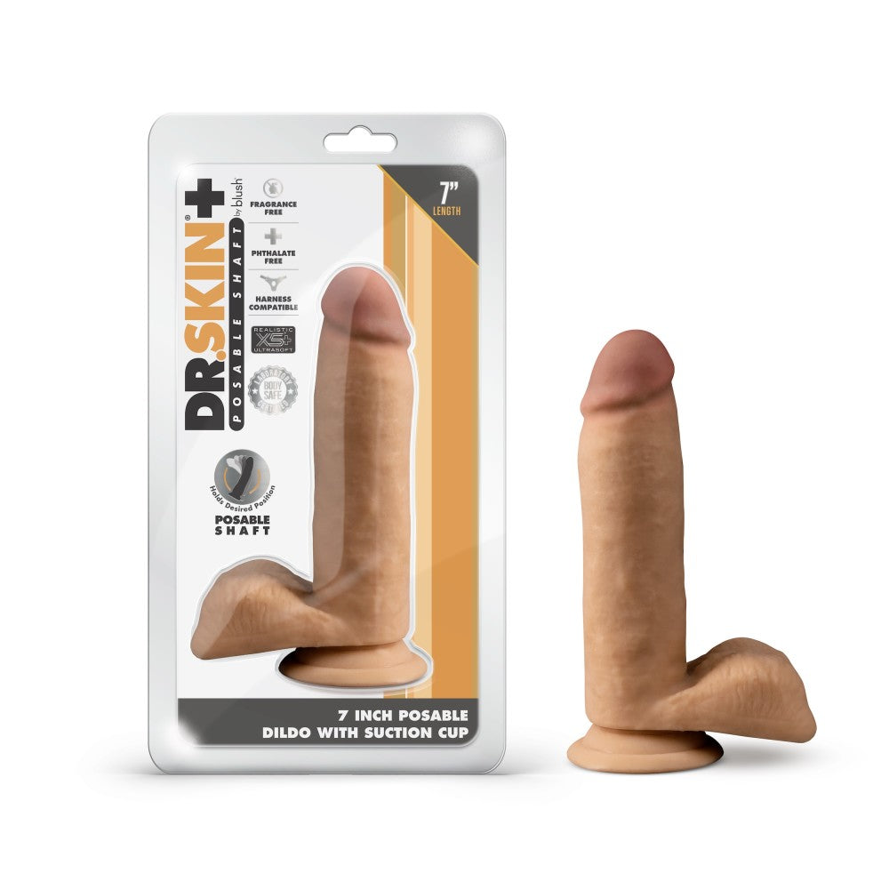 Dr. Skin Plus - 7 in Posable Dildo with Balls