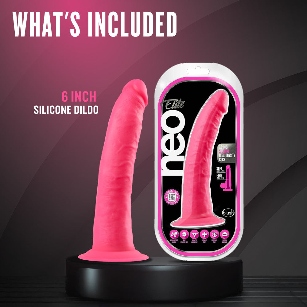 Neo Elite - 6 in Silicone Dual Density Dildo