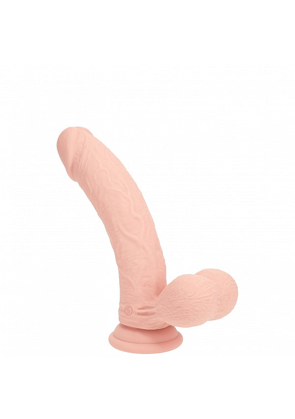 RealRock Rechargeable Silicone Dual Layered Vibrating Curved Dildo with Weighted Balls 6in