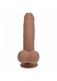 RealRock Rechargeable Silicone Dual Layered Vibrating Curved Dildo with Weighted Balls 8in