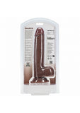 RealRock Realistic Skin - Straight Realistic Dildo with Balls and Suction Cup - 8" / 20,5 cm - Brown