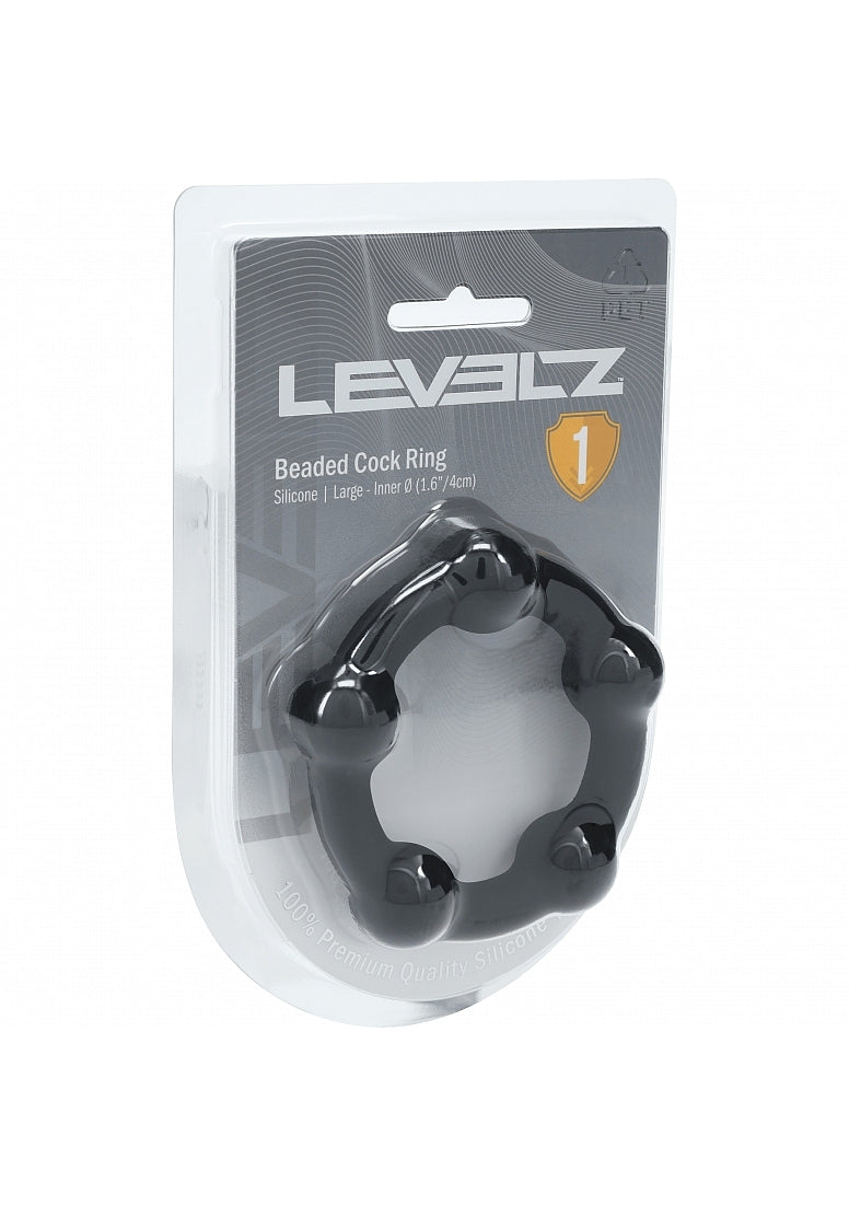 LEVELZ - Beaded Silicone Cock Ring - L - 45mm - Black