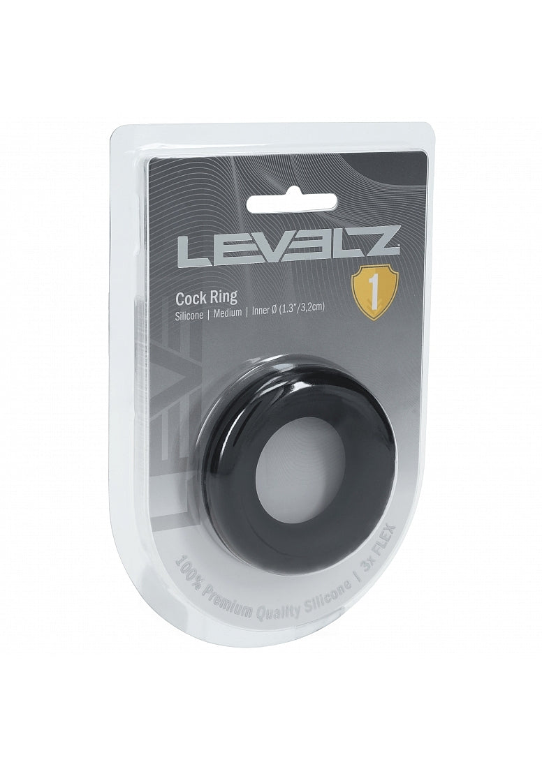 LEVELZ - Liquid Silicone Cock Ring - M - Black