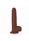 RealRock Realistic Skin - Straight Realistic Dildo with Balls and Suction Cup - 7" / 18 cm - Brown