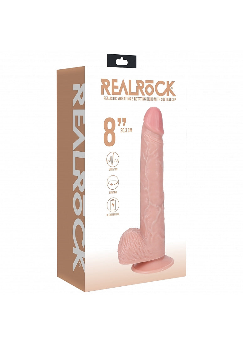 RealRock Vibrating and Rotating Cock with Balls Regular Straight 8in