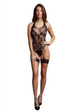 Crotchless Rhinestone Halter Teddy