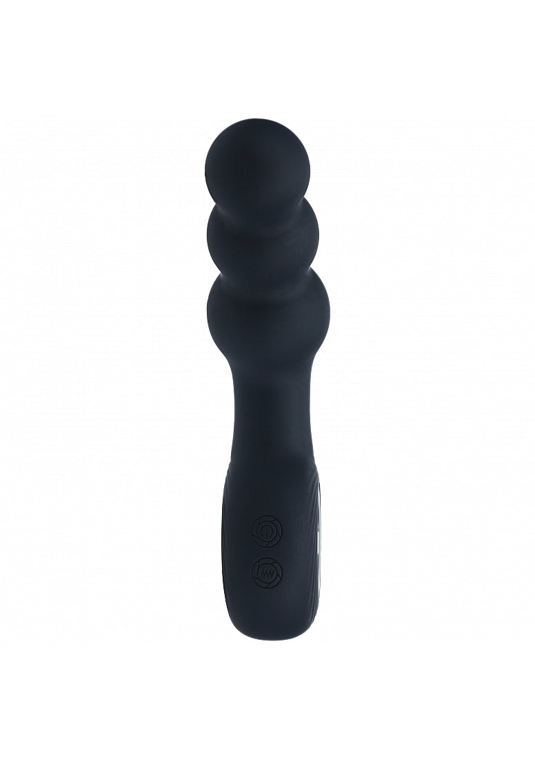 LEVELZ - Vibrating Beaded Silicone Prostate Massager with Loop - Black