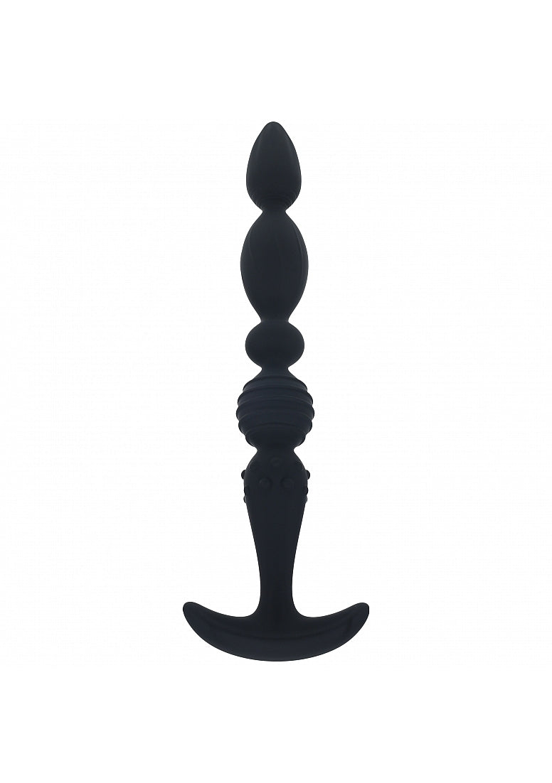 LEVELZ - Multi Textured Silicone Flared Anal Probe - Black