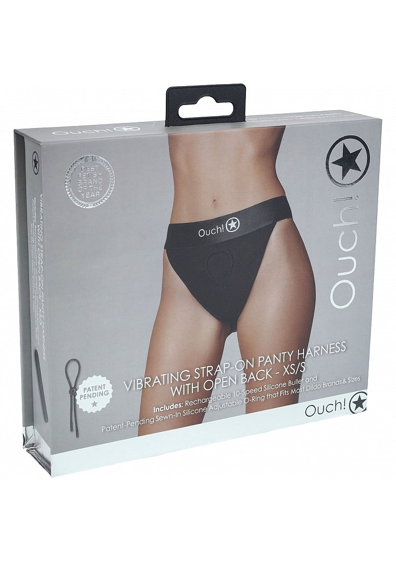 Vibrating Strap-on Panty Harness with Open Back