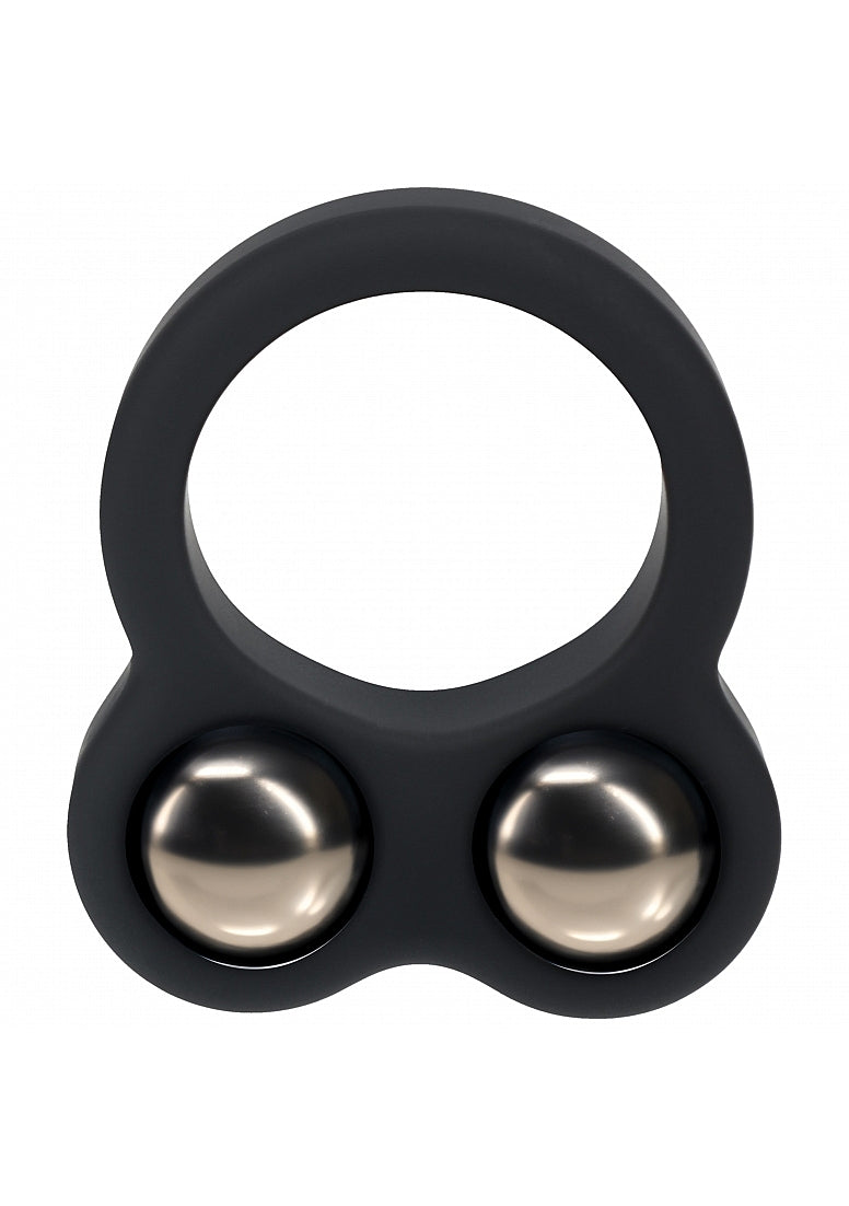 LEVELZ - Liquid Silicone Double Weighted Ball Cock Ring - Black