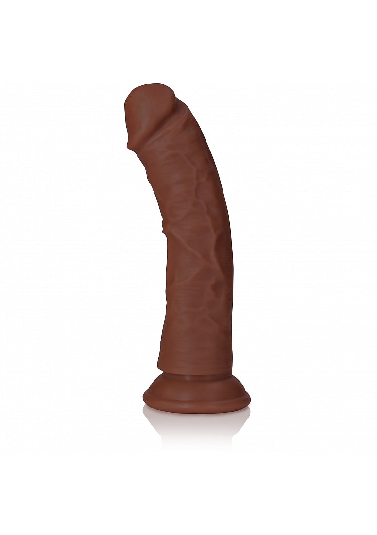 RealRock Realistic Skin - Curved Realistic Dildo with Suction Cup - 6" / 15,5 cm - Brown