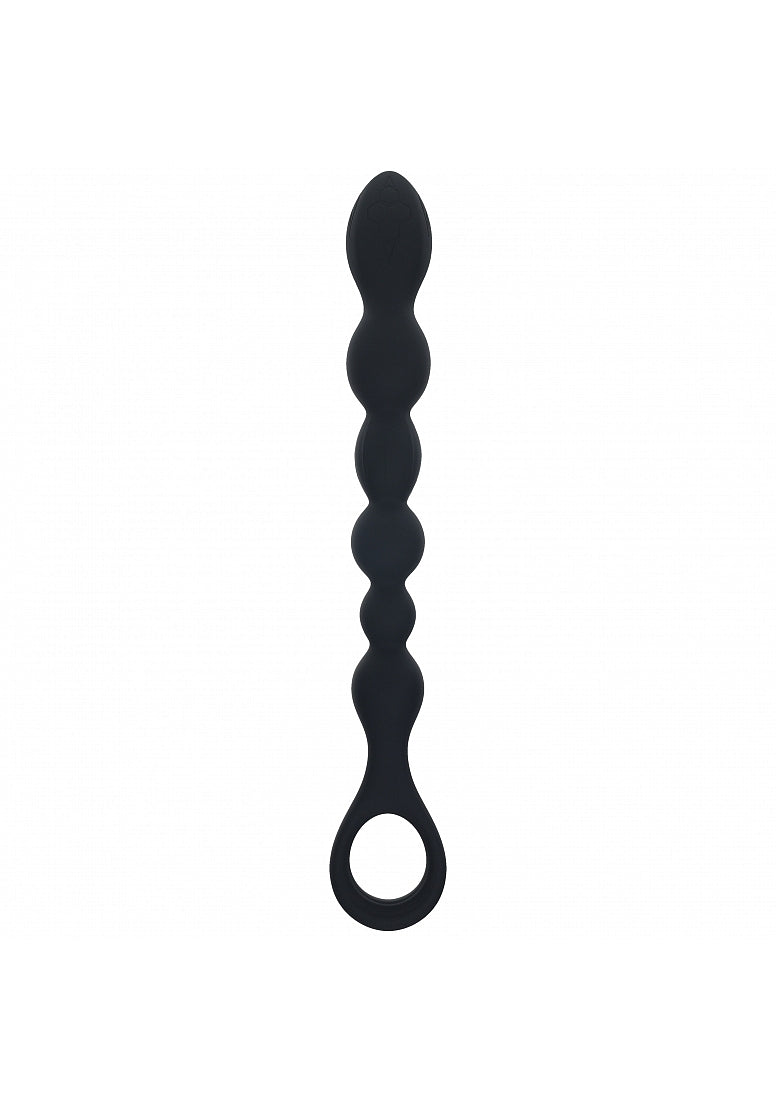 LEVELZ - Beaded Snake Silicone Anal Probe with Loop - Black