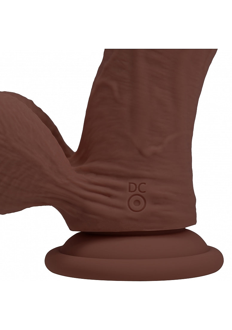 RealRock Rechargeable Silicone Dual Layered Vibrating Curved Dildo with Weighted Balls 8in